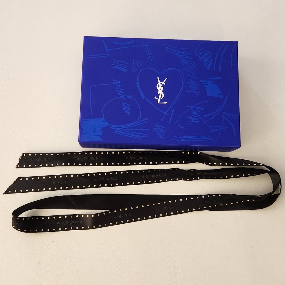 YSL Blue Graphic Gift Box with Black & Gold Ribbon